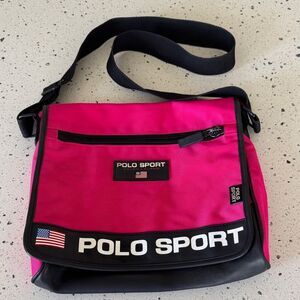 Polo Sport by Ralph Lauren Vintage 90’s Pink Black Messenger Bag Crossbody Retro